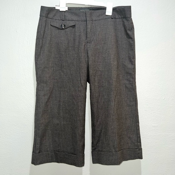 Banana Republic Brown Strip Martin Cropped Wide Leg Pants - Picture 1 of 8